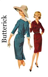 2909 BUTTERICK 1950S LARGE COLLAR SLIM DRESS CONTRAST OR NOT PATTERN 16 36